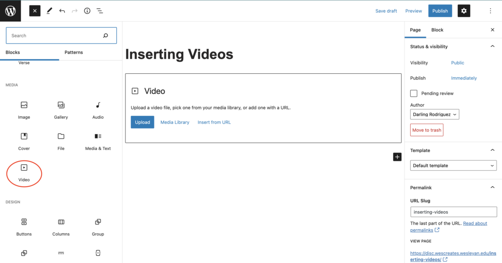 Inserting Vids step 2 picture
